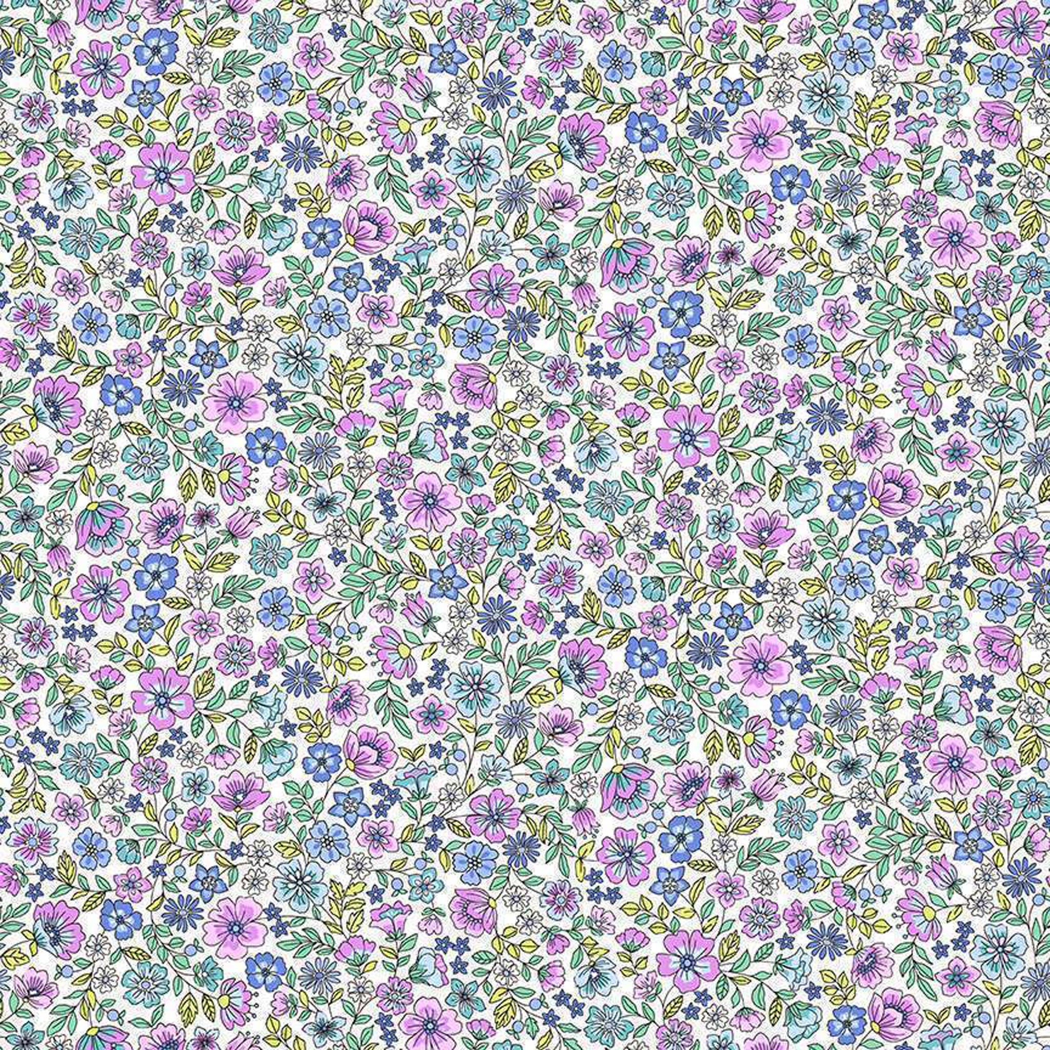 Meadow Lilac Cotton Fabric - Makower 001/L - Country Cuttings