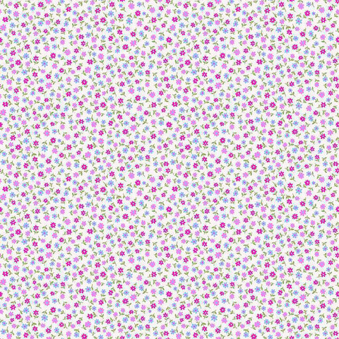 Daisy Press Pink Cotton Fabric - Makower 002/P - Country Cuttings