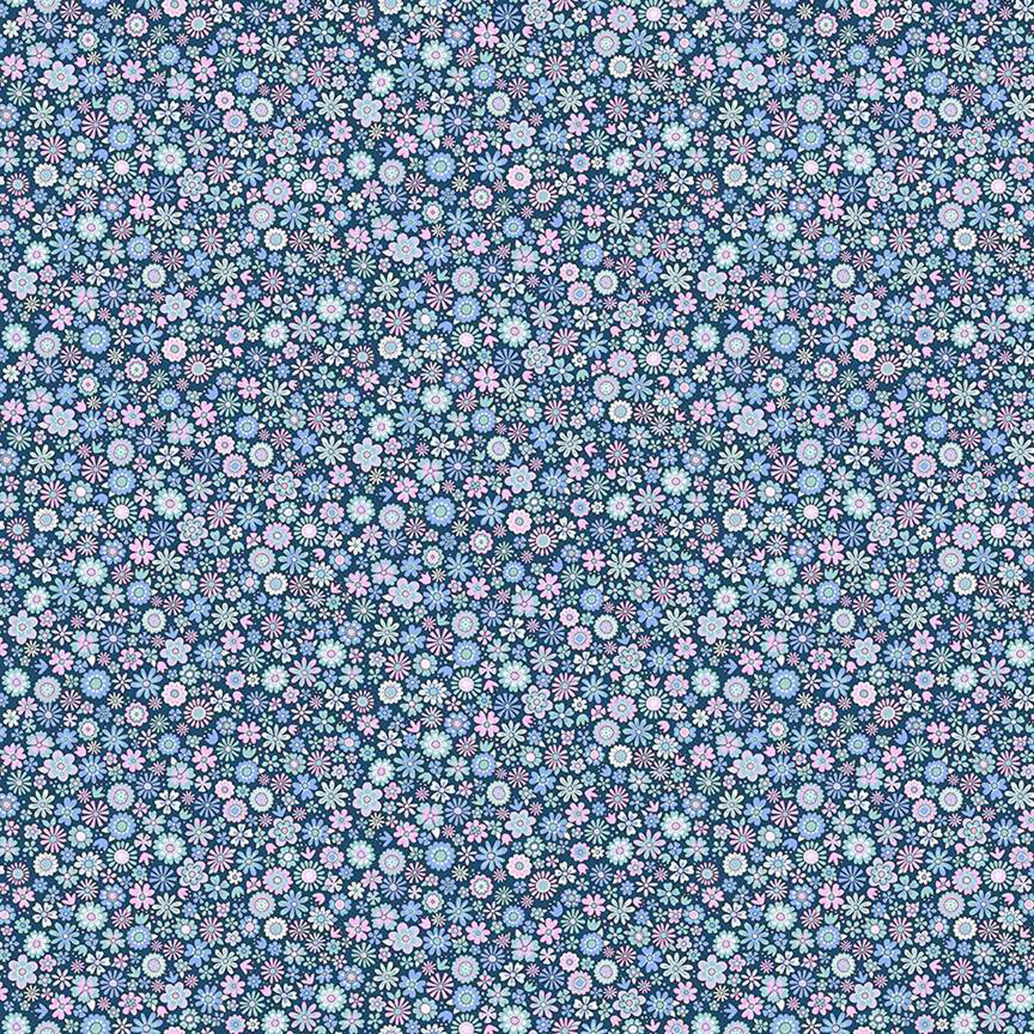 Blooms Lilac Cotton Fabric - Makower 004/L - Country Cuttings