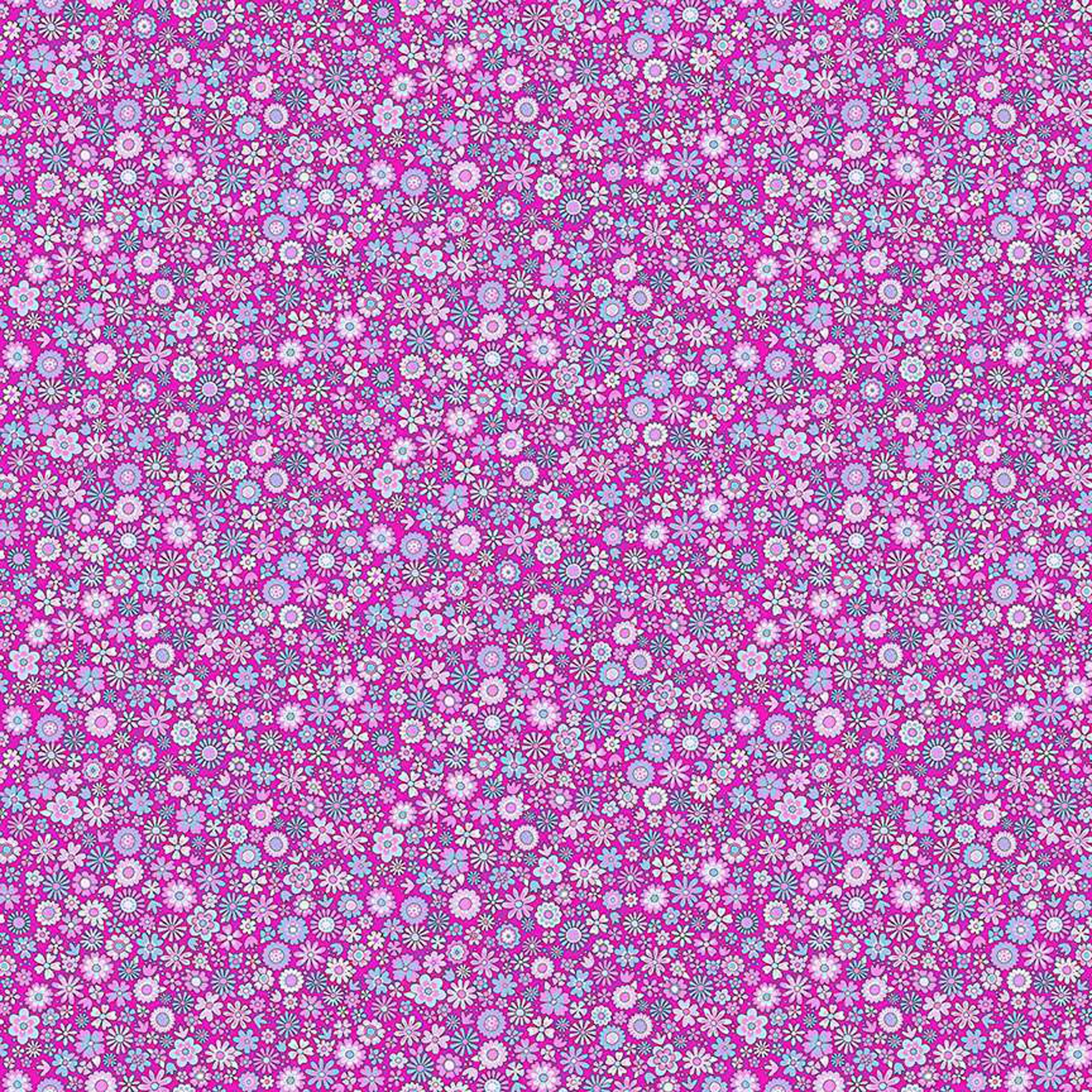 Blooms Pink Cotton Fabric - Makower 004/P - Country Cuttings