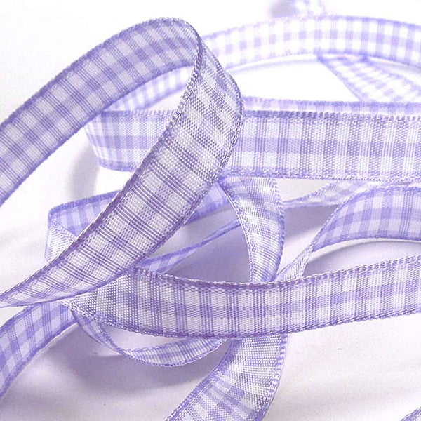 Gingham Ribbon - Orchid - Lilac - Berisfords - 5mm - 10mm - 15mm - 25mm