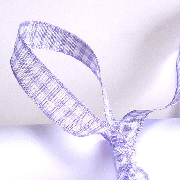 Gingham Ribbon - Orchid - Lilac - Berisfords - 5mm - 10mm - 15mm - 25mm