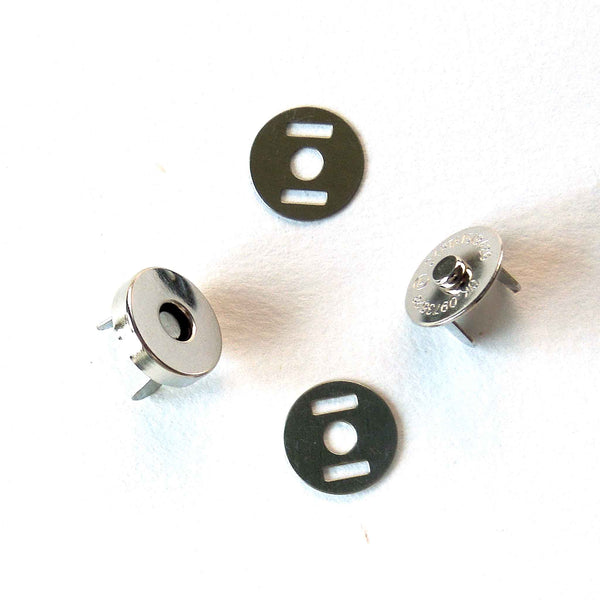 Metal Magnetic Bag Closures - Silver - 14mm - 3 Sets