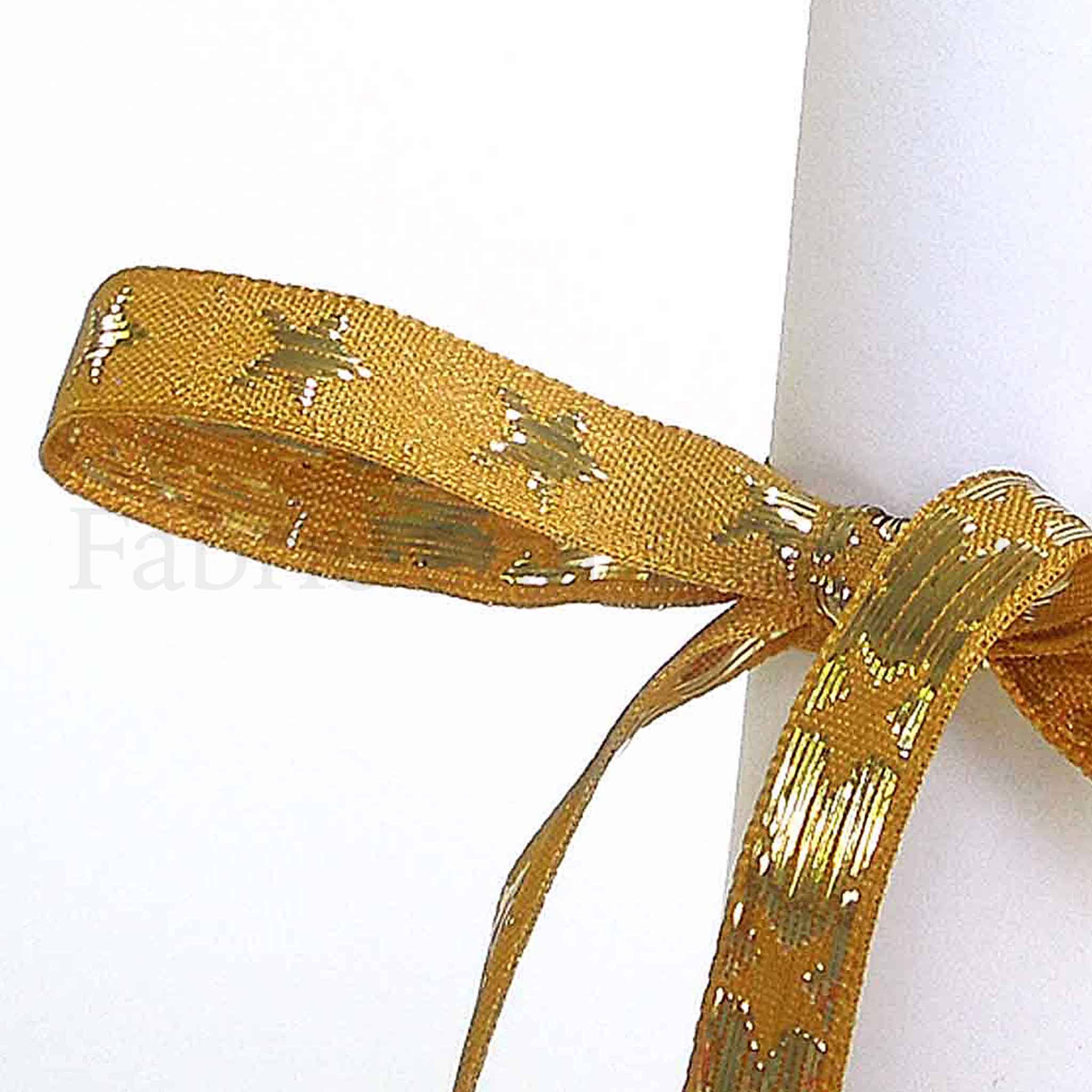 Galaxy Star Ribbon - Gold and Gold - Berisfords - 10mm - 25mm