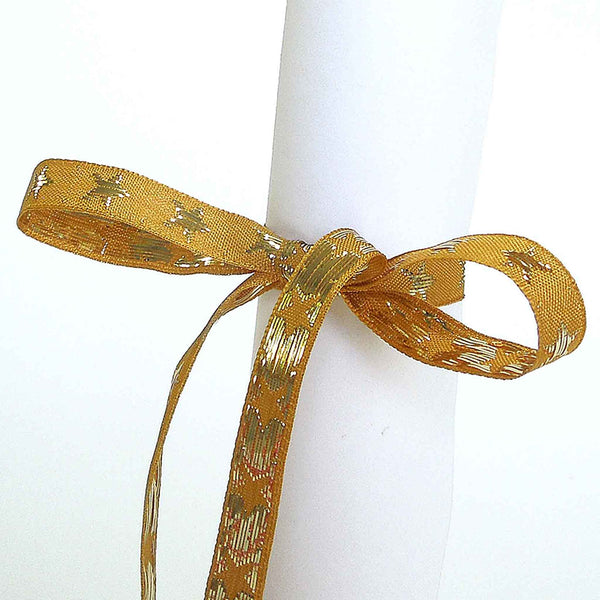 Galaxy Star Ribbon - Gold and Gold - Berisfords - 10mm - 25mm