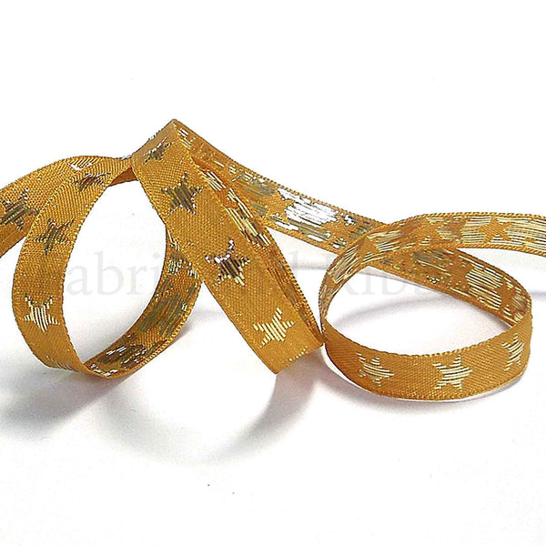 Galaxy Star Ribbon - Gold and Gold - Berisfords - 10mm - 25mm