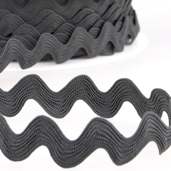 15mm Ric Rac Trim - Dark Grey - Stephanoise