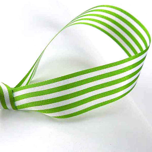 Striped Ribbon - Meadow Green - Berisfords - 9mm - 16mm - 25mm