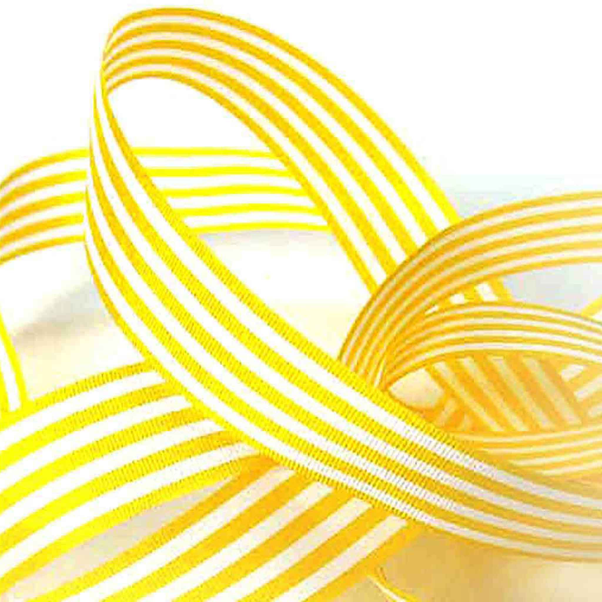 Striped Ribbon - Yellow - Berisfords - 9mm - 16mm - 25mm