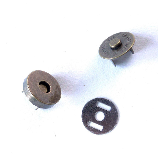 Metal Magnetic Bag Closures - Bronze - 18mm - 3 Sets