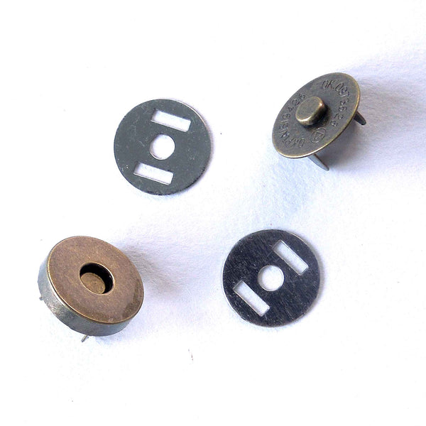 Metal Magnetic Bag Closures - Bronze - 18mm - 3 Sets