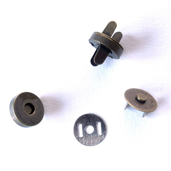 Metal Magnetic Bag Closures - Bronze - 18mm - 3 Sets