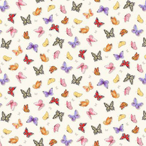 Butterflies Cotton Fabric - Cream - Makower 2549/Q - Summer Days