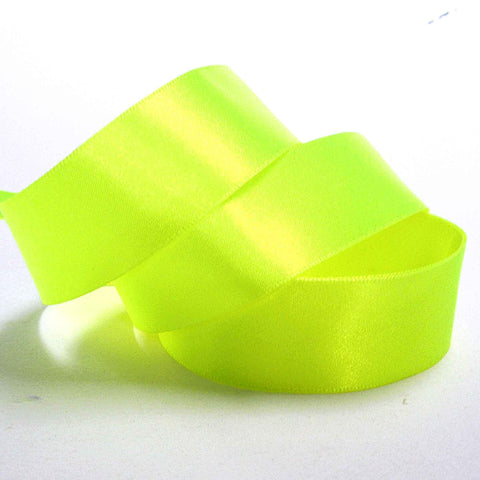 25mm Fluorescent Yellow - Double Sided Satin Ribbon - Berisfords