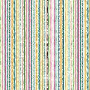 Doodle Stripe - Pink - Cotton Fabric - Makower 2608/P - In the Jungle Collection