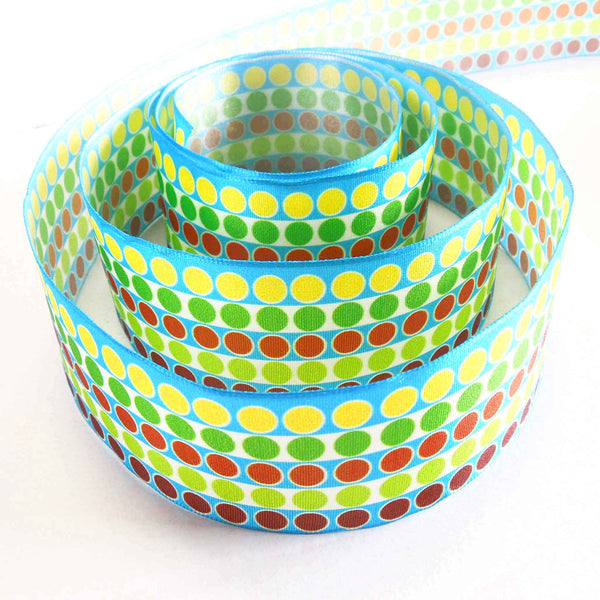 Wired Multicoloured Polka Dot Ribbon - Pois Multico - Blue - 16mm - 40mm