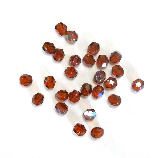 4mm Multi Faceted Glass Beads - Dark Brown - Gutermann - 130 beads in Tube