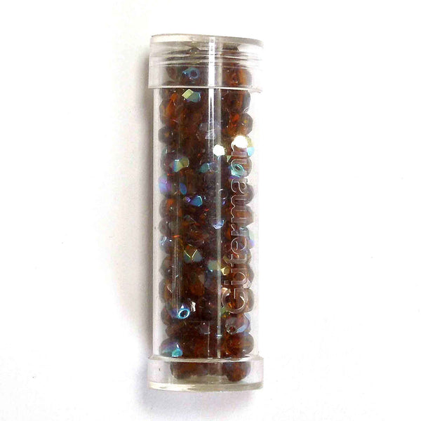 4mm Multi Faceted Glass Beads - Dark Brown - Gutermann - 130 beads in Tube