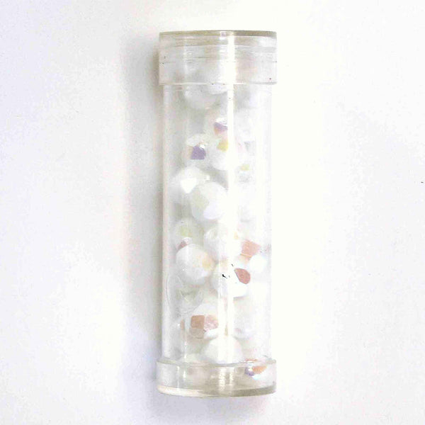 6mm Faceted Glass Beads - White - Gutermann - 40 beads in Tube