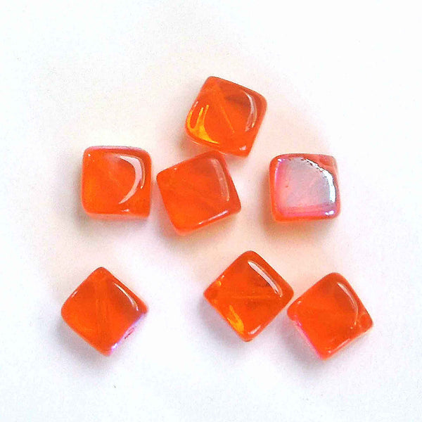 8mm Cube Glass Beads - Dark Orange - Gutermann - 18 beads in Tube