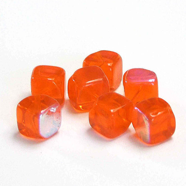 8mm Cube Glass Beads - Dark Orange - Gutermann - 18 beads in Tube