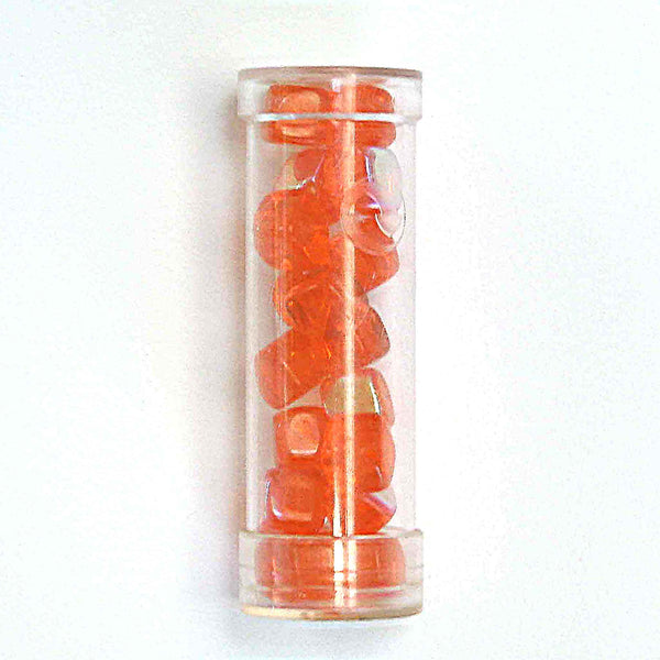 8mm Cube Glass Beads - Dark Orange - Gutermann - 18 beads in Tube