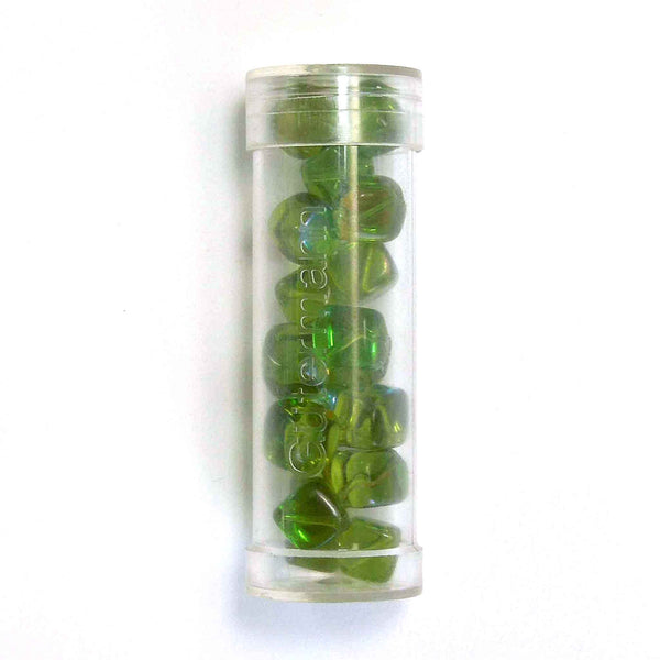 8mm Cube Glass Beads - Sage Green - Gutermann - 18 beads in Tube