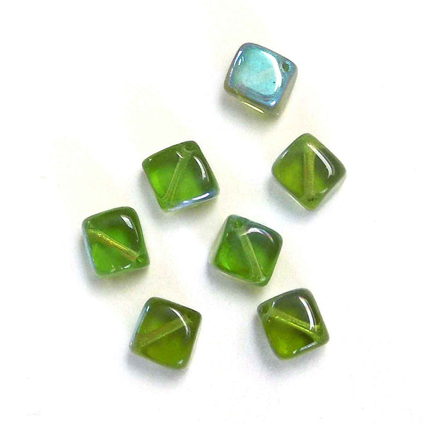 8mm Cube Glass Beads - Sage Green - Gutermann - 18 beads in Tube