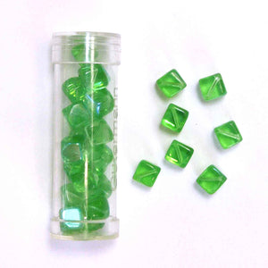 8mm Cube Glass Beads - Green - Gutermann - 18 beads in Tube