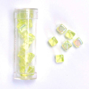 8mm Cube Glass Beads - Yellow - Gutermann - 18 beads in Tube