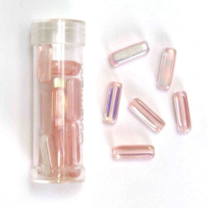 15mm Bugle Glass Beads - Pink - Gutermann - 15 beads in Tube