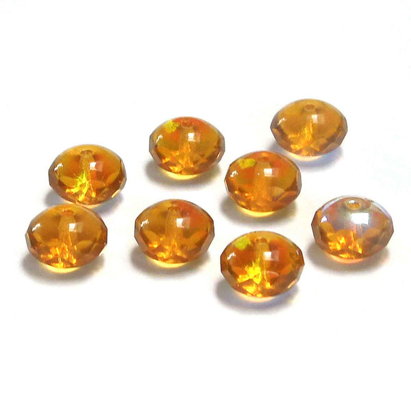 8mm Faceted Wheel Glass Beads - Amber - Gutermann - 20 beads in Tube