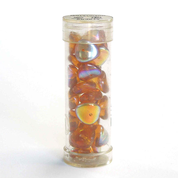 9mm Chip Glass Beads - Amber - Gutermann - 27 beads in Tube