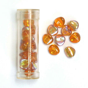 9mm Chip Glass Beads - Amber - Gutermann - 27 beads in Tube