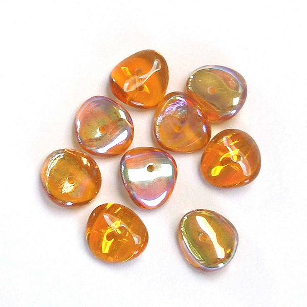 9mm Chip Glass Beads - Amber - Gutermann - 27 beads in Tube