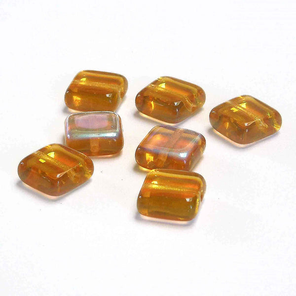 8mm Square Glass Beads - Amber - Gutermann - 20 beads in Tube