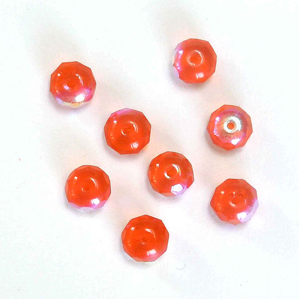 8mm Faceted Wheel Glass Beads - Dark Orange - Gutermann - 20 beads in Tube