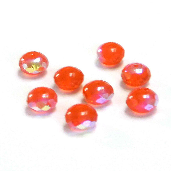 8mm Faceted Wheel Glass Beads - Dark Orange - Gutermann - 20 beads in Tube