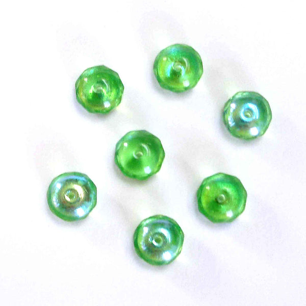 8mm Faceted Wheel Glass Beads - Apple Green - Gutermann - 20 beads in Tube