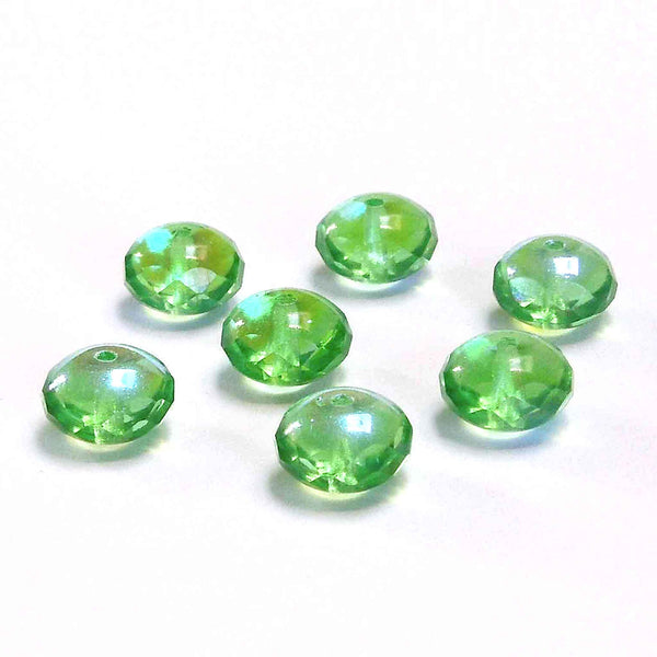 8mm Faceted Wheel Glass Beads - Apple Green - Gutermann - 20 beads in Tube