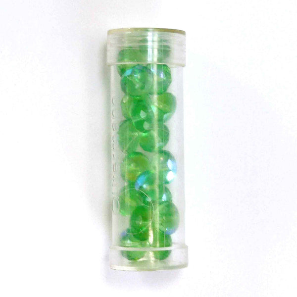 8mm Faceted Wheel Glass Beads - Apple Green - Gutermann - 20 beads in Tube