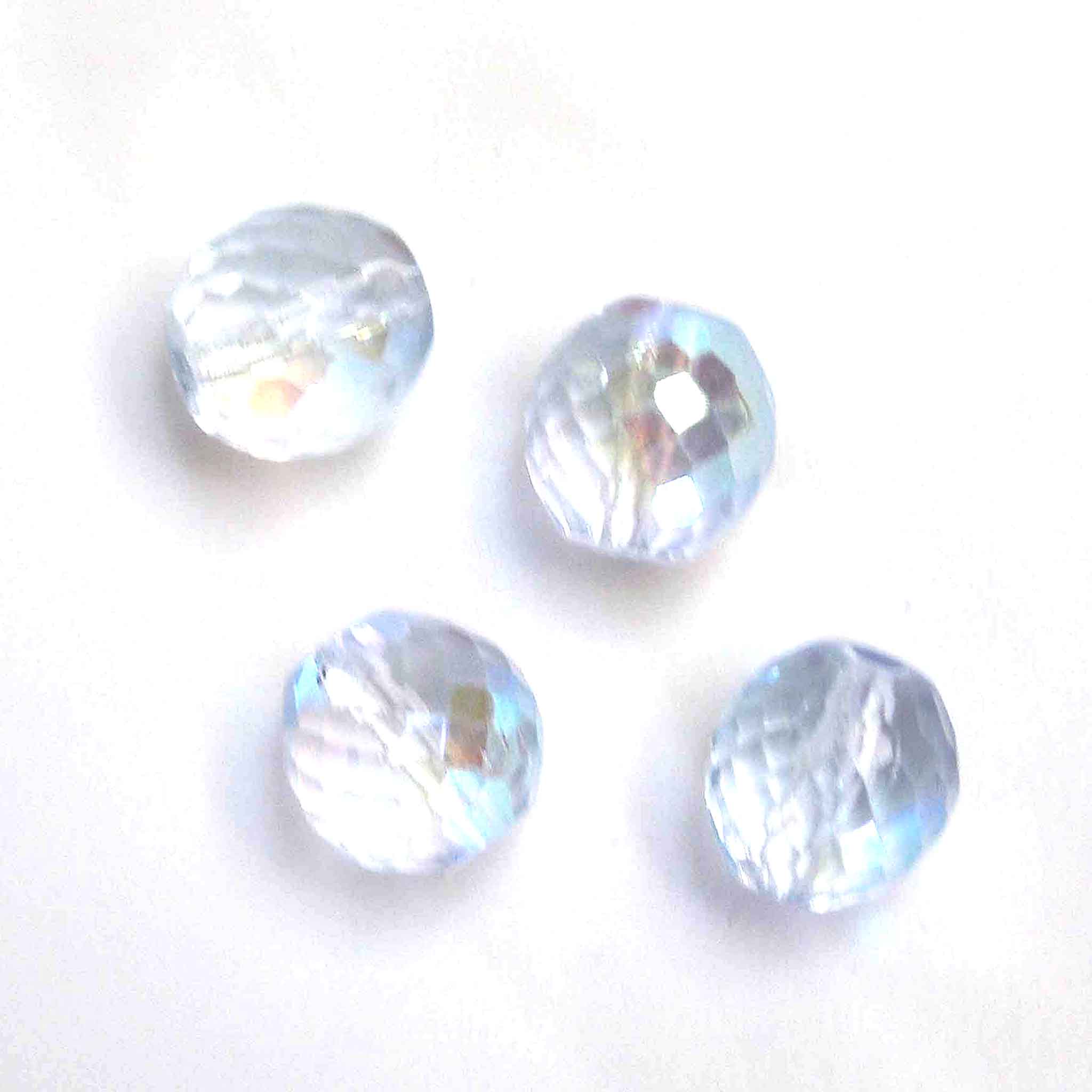 12mm Faceted Glass Beads - Light Ice Blue - Gutermann - 4 beads in Tube