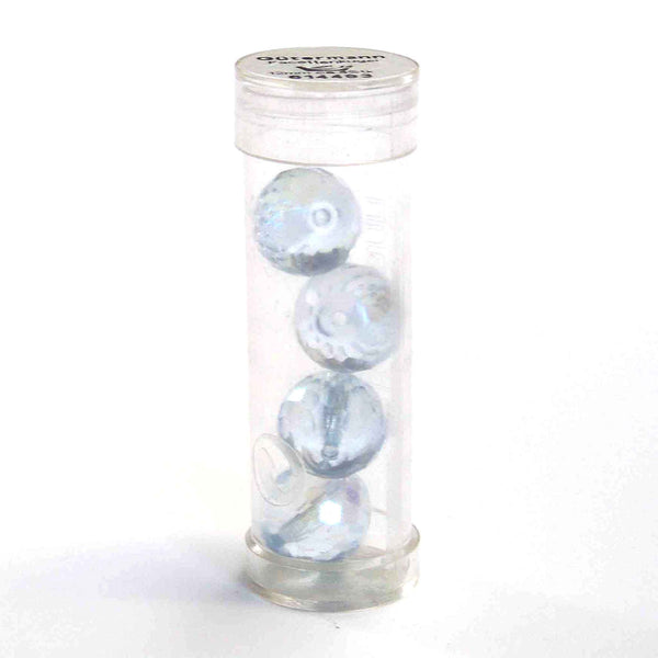 12mm Faceted Glass Beads - Light Ice Blue - Gutermann - 4 beads in Tube