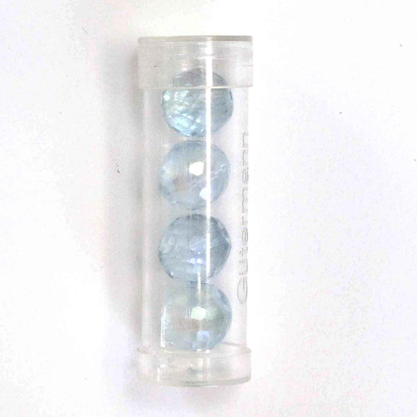 12mm Faceted Glass Beads - Ice Blue - Gutermann - 4 beads in Tube