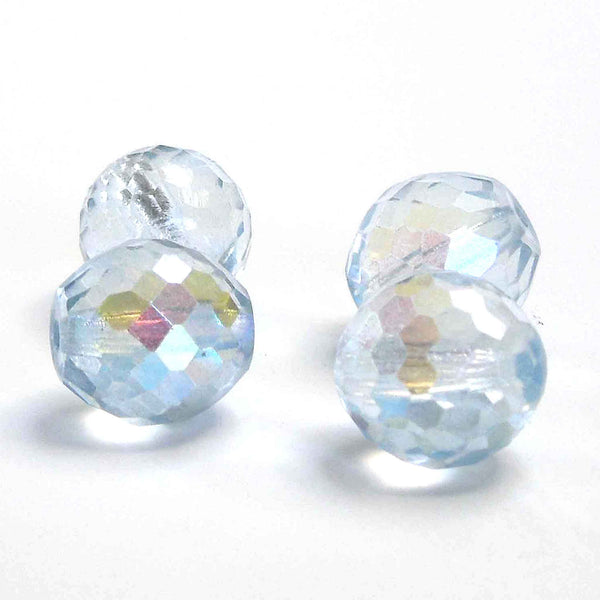 12mm Faceted Glass Beads - Ice Blue - Gutermann - 4 beads in Tube