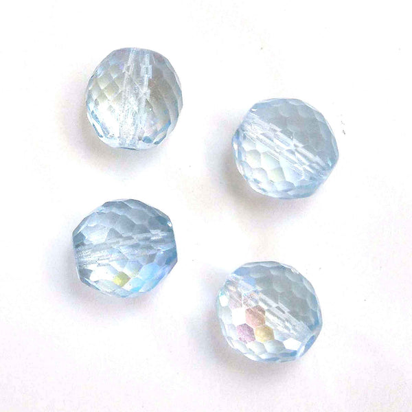 12mm Faceted Glass Beads - Ice Blue - Gutermann - 4 beads in Tube