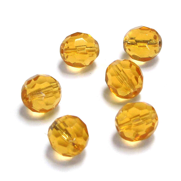 10mm Diamond Cut Glass Beads - Amber Gold - Gutermann - 6 beads in Tube