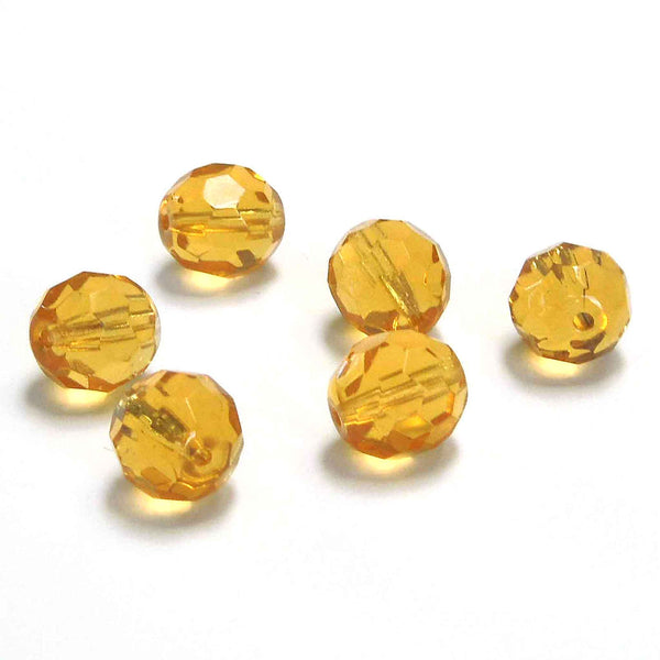 10mm Diamond Cut Glass Beads - Amber Gold - Gutermann - 6 beads in Tube