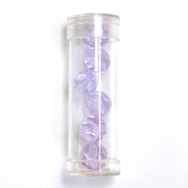 10mm Diamond Cut Glass Beads - Lilac - Gutermann - 6 beads in Tube