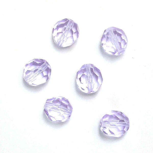 10mm Diamond Cut Glass Beads - Lilac - Gutermann - 6 beads in Tube